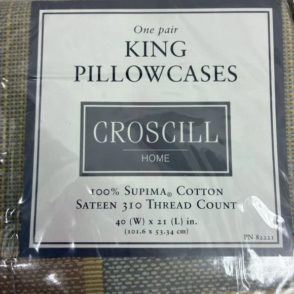 Vintage Croscill Home King Pillow Cases Venezia Set of 2 Gold Tan 310 Thread NEW - Picture 3 of 4
